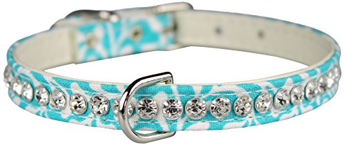 OmniPet Majestic Plume Pattern Crystal Pet Collar, 3/8" x 12", Turquoise von OmniPet