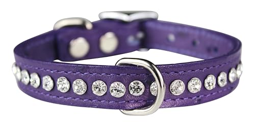 OmniPet Signature Hundehalsband, Leder, Kristall, Straußenmaserung, 25,4 cm, afrikanisches Violett von OmniPet