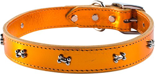 OmniPet Signature Hundehalsband aus Leder, mit Knochenverzierungen, Apricot, 45,7 cm von OmniPet