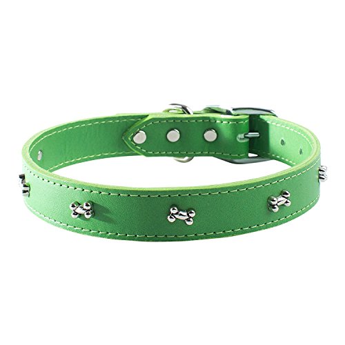 OmniPet Signature Hundehalsband aus Leder, mit Knochenverzierungen, Kiwi, 45,7 cm von OmniPet