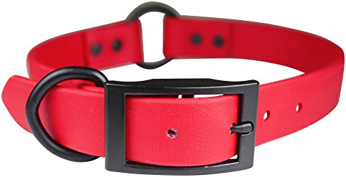 OmniPet Zeta Ring in Center Dog Collar with Black Metal Hardware, 1" x 20", Red von OmniPet