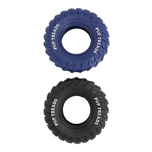 Omquot 2pcs Blau Schwarze Gummi -Reifenhund -Kauen -Spielzeug Sicherer Reifenform Gummi -Haustier -Kauspielzeug für Mittlere Große Hunde von Omquot