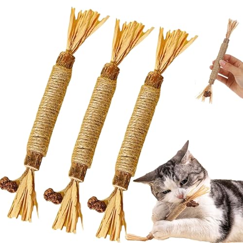 Nylatails Silvervine Dental Stick, Cat Chew Stick, Nylatails Natural Silvervine Dental Grass Sticks Cat Toys, Interactive Kitten Tething Toys, Natural Silvervine Dental Sticks (3pcs) von Omuotaut