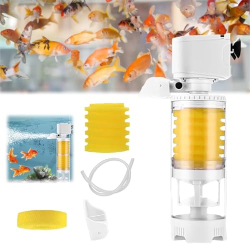 Ultimativer Tankfilter, verbesserter interner Aquariumfilter, Fischtank-Vakuumfilter, Sauerstoffpumpe für Aquarium, 3-in-1 biochemischer Schwammfilter – Verwandeln Sie Ihre Aquarium-Wartung (25 W) von Omuotaut