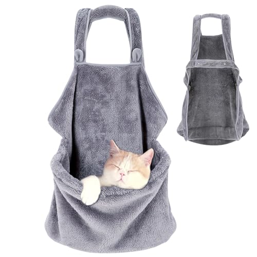 OnIUeZky 1 PC Cat Sling Weiche Plüschkatze Schürze Warm Warmer Katzenträgerbeutel mit Vordertasche und Kordelangeleger von OnIUeZky