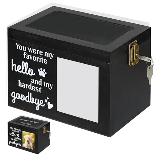 OnIUeZky 1pc Haustierurne für Hunde, Holzhund -Urnen für Asche, Haustier Asche Urne mit Fotorahmen, Memorial Keepsake Urn Box Cremation von OnIUeZky