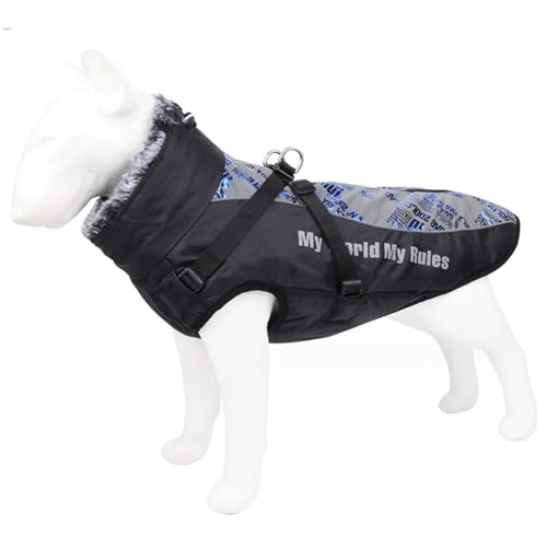 OnIUeZky 1pc Hund Wintermantel Großer Hund Winter Kleidung reflektierende Hundemantel wasserdes warme Hundweste mit Gurtloch und hohem Kragen für den Innenbereich im Freien 2XL von OnIUeZky