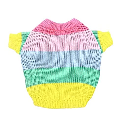 OnIUeZky Bulldog Rainbow Stricker Jumper Hundepullover süße Hundekleidung für französische Bulldogge/englische Bulldogge/Bullterrier, L, mehrfarbige Weste von OnIUeZky