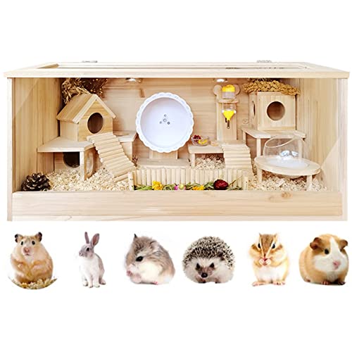 Hamsterkäfig, Kleintierkäfig - Rattenkäfig und Lebensräume, Genie Pig Cage, Hamsterstall Kleintierversteck mit sichtbaren Acrylplatten und zu öffnender Oberseite für Kaninchen, Meerschweinchen, von OnSaya