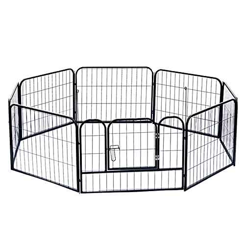 Hunde-Laufstall - Welpengehege für den Innenbereich, klappbarer Laufkäfig, Metallzaun für Hunde, Katze, Indoor/Outdoor, 8 Paneele (Farbe: 8 Stück, Größe: 100 x 80 cm (H x B) von OnSaya