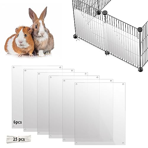 6 Stück Haustierkäfig-Einlage, 26 x 21 cm, Urin-Schutz, Seitenfutter, transparentes Blatt, Kaninchen, Meerschweinchen, Seitenfutter mit Löchern für Igel, Hamster, Häschen und andere Kleintiere von Oncpcare