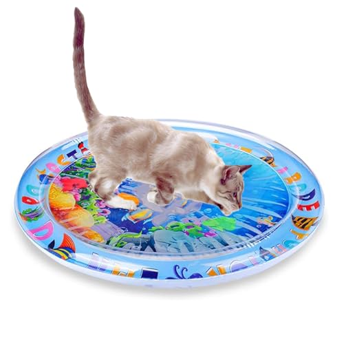 Oncpcare 0,4 mm verdickter Wassersensor Spielmatte für Katzen und Hunde – Katzen-Wasserspielmatte, Spielzeug für Indoor-Katzen, selbstspielend, kühler, Komfort, aufblasbare Wassermatte von Oncpcare