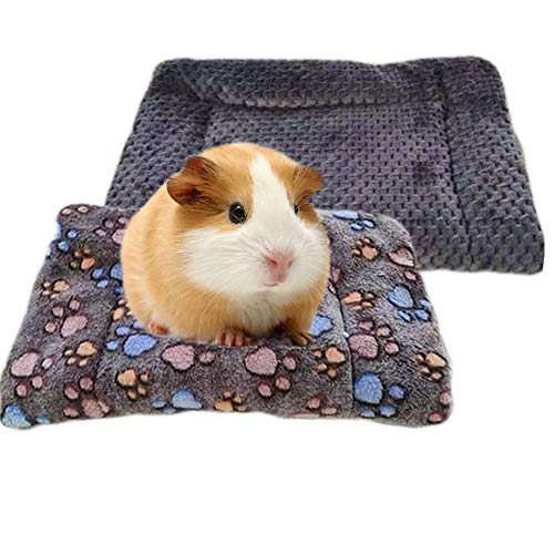 Oncpcare 2 Stück Meerschweinchen-Bettunterlage, Pfotenabdruck-Hamster-Matte für kleine Tiere, Fleece-Einlagen, Haustierdecke für Ratten, Chinchilla, Frettchen von Oncpcare