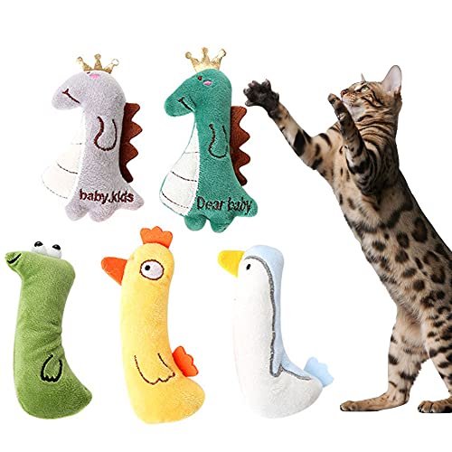 Oncpcare 5 x Katzenminze-Spielzeug, Katzenminze gefülltes Katzenkauspielzeug, bissfest, Jagdinstinkt, Katzenspielzeug mit Katzenminze für Innenkatzen, Kätzchen von Oncpcare