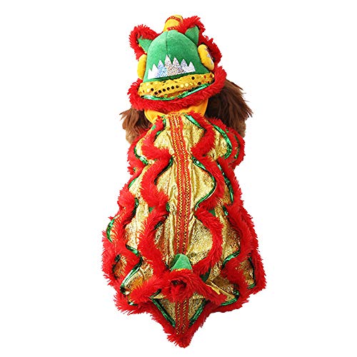 Dragon Cat Dog Kostüm Löwe Tanzkleidung Outdoor Warm Hund Winter Mäntel Chinesisch Neujahr Stil Lustige Sachen Kostüm Haustier Hoodie Jacke Outfit Kleidung für kleine Hunde von Oncpcare