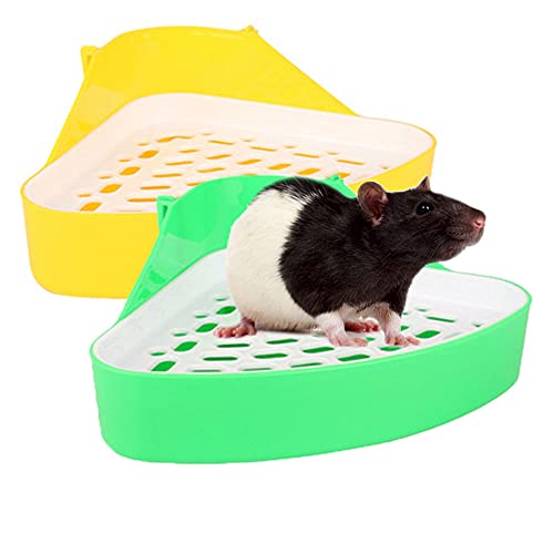 Oncpcare Ecktoilette für Kleintiere mit Rost, Meerschweinchen, Töpfchentrainer, Haustier-WC, für Hamster, Chinchilla, Ratten, 2 Stück von Oncpcare