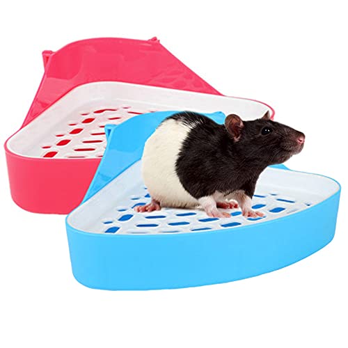 Oncpcare Ecktoilette für Kleintiere mit Rost, Meerschweinchen, Töpfchentrainer, Haustier-WC, für Hamster, Chinchilla, Ratten, 2 Stück von Oncpcare