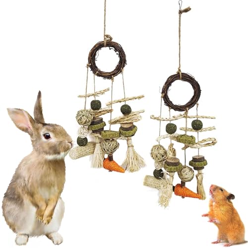 Oncpcare Kaninchen-Kauspielzeug für Zähne, Kaninchen-Kauspielzeug, Käfig-Hänge-Chinchilla-Spielzeug, Rattan-Spielzeug für Molaren, Nagetiere, Zubehör für Hamster, Chinchillas, Ratten, Rennmäuse, von Oncpcare