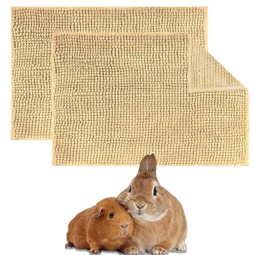 Oncpcare Kaninchenkäfig-Auskleidung, waschbar, Meerschweinchen, Fleece, Käfigeinlagen, Bettwäsche, Kleintier-Bettmatte für Frettchen, Chinchillas, Ratten, 2 Stück (Beige) von Oncpcare