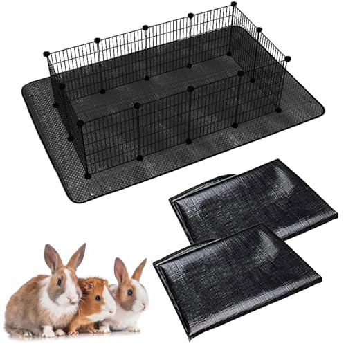 Oncpcare Laufgittermatte für Meerschweinchen, wasserdicht, 150 x 100 cm, 2 Stück, wiederverwendbare Basis für Kaninchen, Hasen, Frettchen und andere Kleintiere (schwarz) von Oncpcare