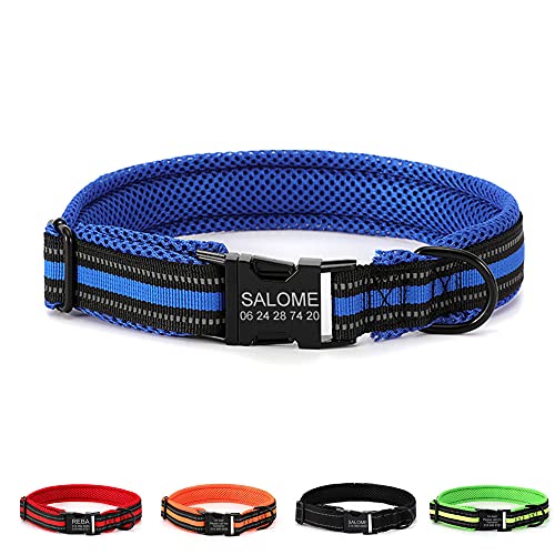 Oncpcare Personalisiertes Hundehalsband, gepolstertes Hundehalsband, individuelle Gravur mit Haustiernamen, reflektierend graviertes Hundehalsband von Oncpcare