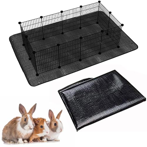 Oncpcare Wasserdichte Haustier-Laufgittermatte, 150 x 99 cm, für Meerschweinchenkäfig, Plane, Boden, wiederverwendbare Basis für Kaninchen, Kaninchen, Frettchen und andere Kleintiere, Schwarz von Oncpcare