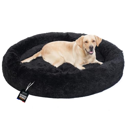 One PETS-TOP Hundebett Waschbar, Katzenbett, Donut Kissen, vollkommen herausnehmbar, Langer Plüsch, 130 cm Durchmesser Schwarz von One PETS-TOP