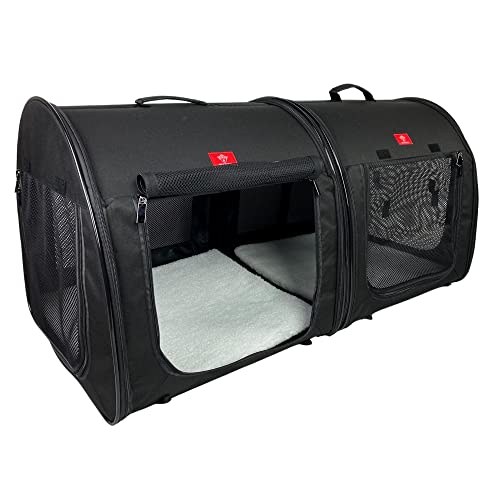 One für Haustiere Stoff Tragbarer Hundehütte, 2-in-1-Double, schwarz von One for Pets