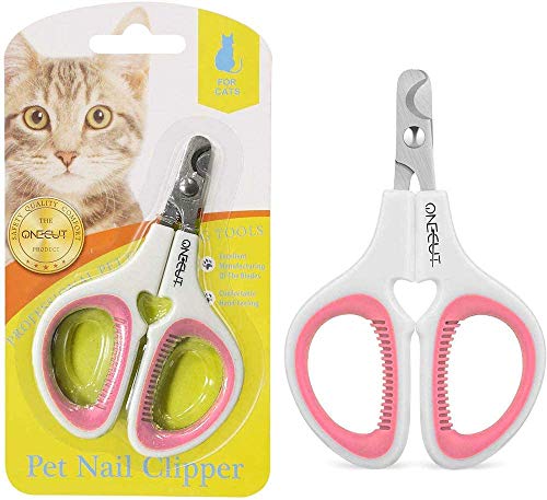 OneCut Krallenschere Katzen, Krallenschere für Hunde & Kaninchen mit Rutschfesten Griffen, Nagelknipser für Haustiere, Klauen Nagelknipser zum Trimmen am Katzen, Welpen, Kätzchen (Rosa) von OneCut