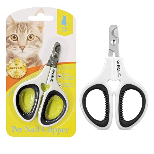 OneCut Krallenschere Katzen, Krallenschere für Hunde & Kaninchen mit Rutschfesten Griffen, Nagelknipser für Haustiere, Klauen Nagelknipser zum Trimmen am Katzen, Welpen, Kätzchen (Schwarz) von OneCut