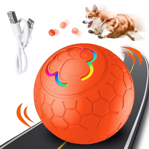 OneNine Hundespielzeug Ball, Interaktives Hunde Ball Spielzeug, USB Wiederaufladbar, Strapazierfähiger Automatisch Rollender Ball für Kleine Mittlerer Hund, intelligenzspielzeug für Hunde von OneNine