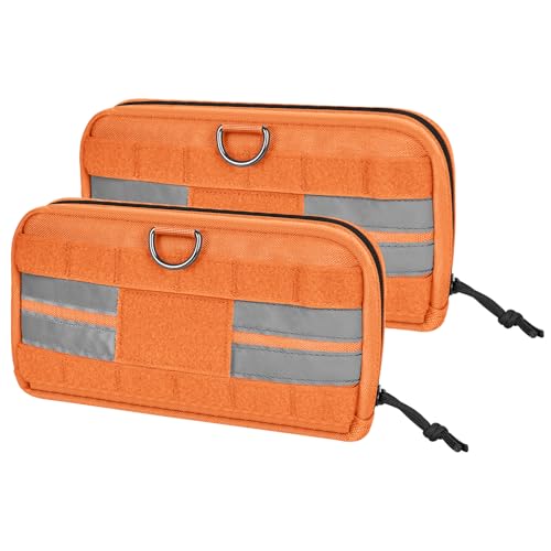 OneTigris Futterbeutel für Hunde (23,5x13x5cm) 2 Stück, MOLLE System für taktisches Hundegeschirr Training Outdoor Orange von OneTigris