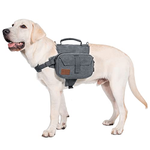 OneTigris Hoppy Camper 2,0 Hunderucksack Camping Wandern Reißen Hundebackpack für M/L Größe Hunde (M, Grau) von OneTigris