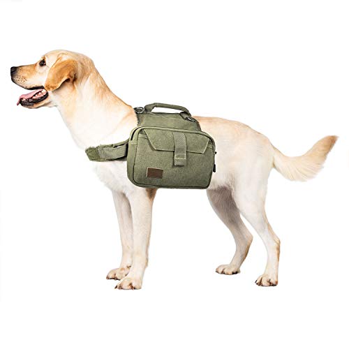 OneTigris Hoppy Camper 2,0 Hunderucksack Camping Wandern Reißen Hundebackpack für M/L Größe Hunde (M, Ranger Grün) von OneTigris