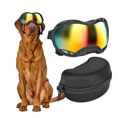 OneTigris Hundebrille, Sonnenbrille für Hunde Winddicht und staubdicht mit UV-Schutz, Langlebig und komfortabel Einstellbar Hundesonnenbrille für Schnee, Outdoor-Abenteuer, Auto - L von OneTigris