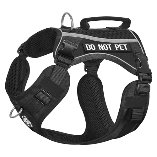 OneTigris Hundegeschirr, Boots Mesh Atmungsaktiv Geschirr Schnelltrocknend Brustgeschirr mit Reflektierendes, 2 D-Ringen, komfortablem Griff Sicherheitsgeschirr für Große/Mittlere Hunde - Schwarz M von OneTigris