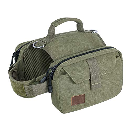 OneTigris Hoppy Camper 2,0 Hunderucksack Camping Wandern Reißen Hundebackpack für M/L Größe Hunde (L, Ranger Grün) von OneTigris