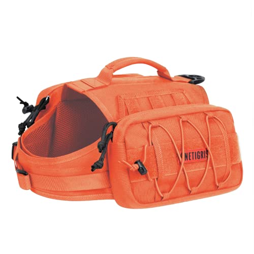 OneTigris Mammoth Hunderucksack 2.0 Version Reißen Camping Wandern Hundebackpack für M/L Größe Hunde (M, Orange) von OneTigris