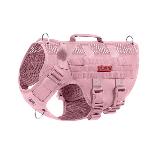 OneTigris No-Pull Hundegeschirr, AIRE MESH Einstellbar Sicherheitsgeschirr Ultra Atmungsaktiv für Große/Mittlere Hunde Brustgeschirr Hundeharness mit 2 Griffe Hundeweste (XS Rosa) von OneTigris