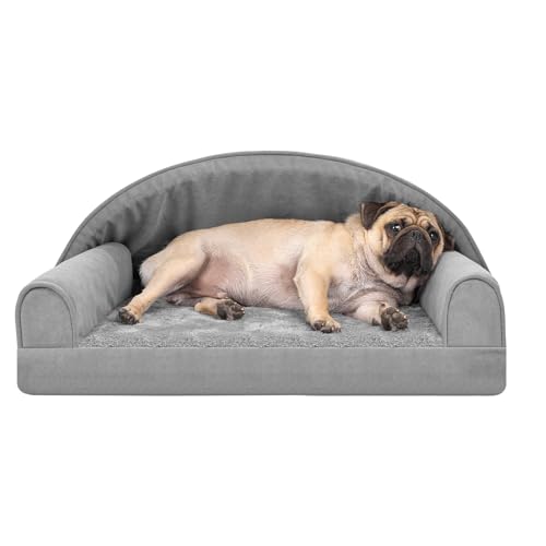 OneTigris Orthopädisches Hundebett mit Baldachin 71x58 cm, Memory Foam Hundekissen Waschbar Hundesofa Wasserdicht rutschfest Hundekorb für Kleine Mittelgroße Großer Hunde - Grau von OneTigris