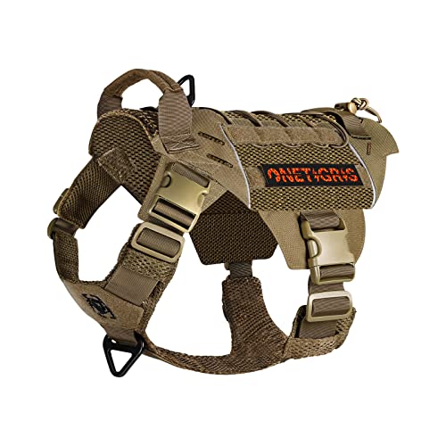 OneTigris X Commander Taktisches Hundegeschirr, Air Mesh Brustgeschirr Hund mit 1 Komfortgriff und 2 Metall-D-Ring, Hochpräzises Laserschneiden Langlebig Nylon Geschirr Hund mit Reflektierenden von OneTigris