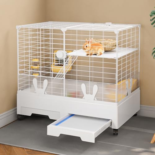 Oneluck Bunny Cage Indoor Kaninchenstall mit herausziehbarer Wanne für Kaninchen, Meerschweinchen, Chinchillas, Kleintierkäfig von Oneluck