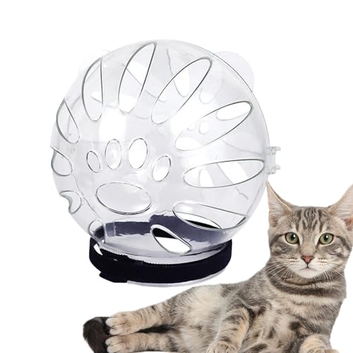 Atmungsaktiver Katzenmaulkorb – Anti-Biss-transparente, verstellbare Raumhaube | Katzenhelm, multifunktionale Design-Abdeckung zum Baden, Pflegen oder Schneiden von Nägeln von Onkujlpst