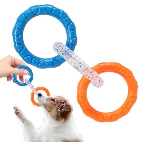 Onkujlpst Hundespielzeug-Ring, 3-Ring-Schlepper-Hundespielzeug | Tauziehspielzeug für Hunde | Unzerstörbares Kauspielzeug mit 3 Ringen, bissfeste Zwinge, interaktives Haustierzubehör für Hundeübungen von Onkujlpst
