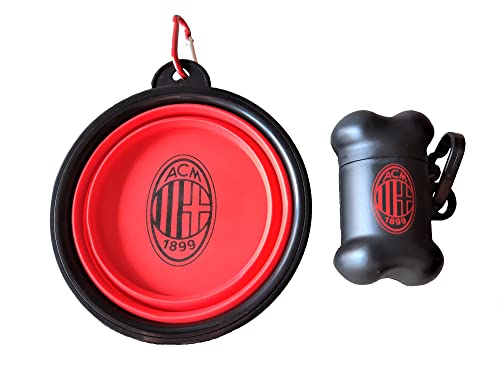 Only4fan S.r.l. PETOUTSETACMILAN, Tragbare Schüssel und Beutelhalter AC Mailand Offizielles Produkt Unisex Erwachsene, Schwarz, Standard von AC Milan