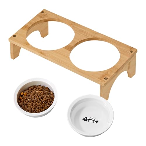 Onlynery Erhöhter Futternapf Für Katzen,Schräg Design Keramik Katzennapf - Mit Rutschfester Holzgrundplatte, Fütterungsstation Und Zubehör Für Kleine, Mittlere Und Große Hunde Sowie Katzenwelpen Onlynery Erhöhter Futternapf Für Katzen,Schräg Design Keramik Katzennapf - Mit Rutschfester Holzgrundplatte, Fütterungsstation Und Zubehör Für Kleine, Mittlere Und Große Hunde Sowie Katzenwelpen von Onlynery
