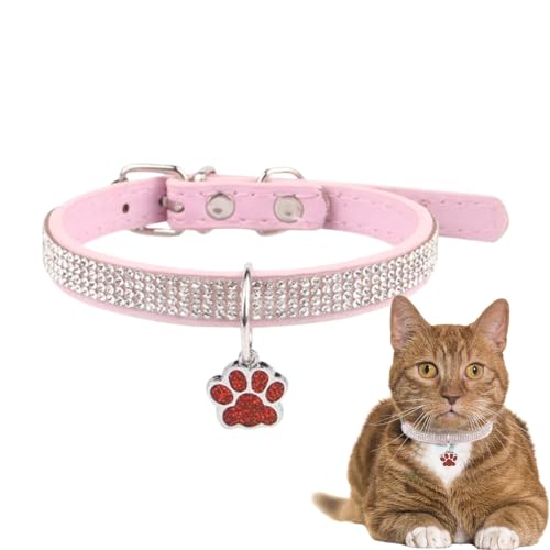 Onlynery Katzenhalsband,Strass Katzenhalsband - süße Katzenhalsbänder,Kätzchenhalsband mit Pfotenabdruckanhänger, verstellbare Haustierhalsbänder, Haustierzubehör für kleine Hunde und von Onlynery