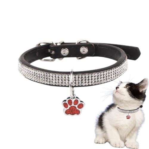 Onlynery Strass Katzenhalsband Breakaway, Katzenhalsband, süße Katzenhalsbänder - Kätzchenhalsband mit Pfotenabdruckanhänger, verstellbare Haustierhalsbänder, Haustierzubehör für kleine von Onlynery