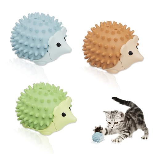 3pcs Katzenminze Balls Katzenminze Spielzeug Drehbare 360°-Drehung Catnip Ball Katzenminze Ball Wand In Premium-ABS Zahnreinigung Dentales Essbares Kätzchenspielzeug mit Aufbewahrungsdeckel (Igel-Typ) von Onperpoe