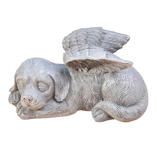 Grabstein Hund mit Engelsflügeln Hund Engel Gedenkstein für Draußen Tiergrabstein Polyresin Hundefigur Garten Wunderschönes Andenken Hund Zuhause Grabschmuck Deko Geschenke für Hundeliebhaber von Onperpoe